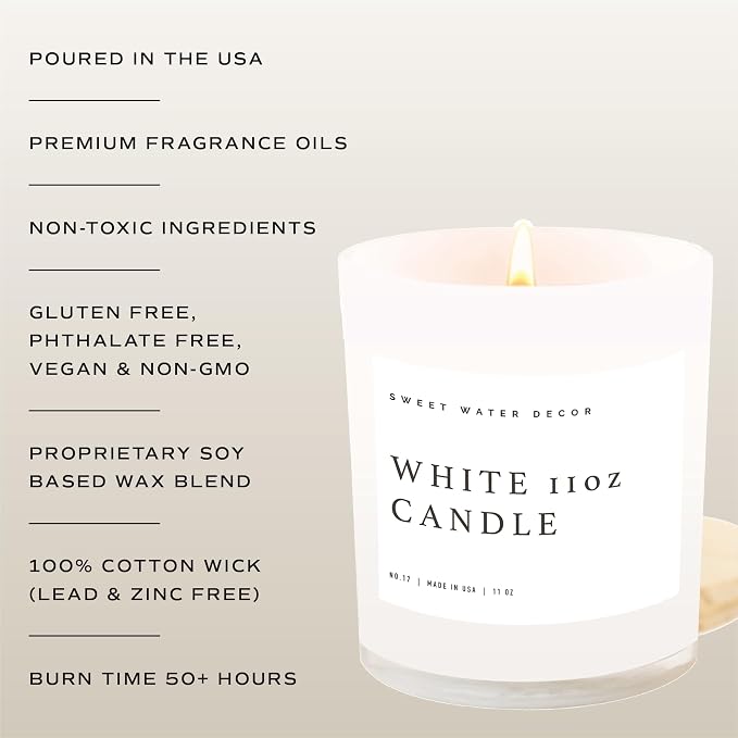 Sweet Water Decor Fraser Fir Candle - Evergreen, Fir, Cedar, and Cypress Winter Holiday Scented Soy Christmas Candles for Home - 11oz White Jar, 50+ Hour Burn Time, Made in the USA