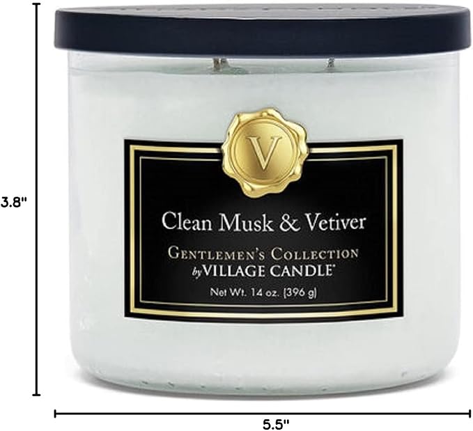 Village Candle Clean Musk & Vetiver Medium Bowl, 14oz, White, 1 count