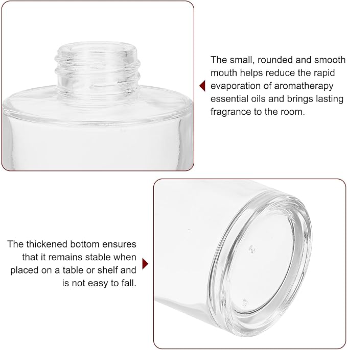 HARFINGTON 2pcs 200ml/6.8oz Empty Glass Diffuser Bottle 4.9" x 2.5" Refillable Fragrance Accessories Aromatherapy Jar Container for Replacement Reed Diffuser DIY Home Bathroom Transparent