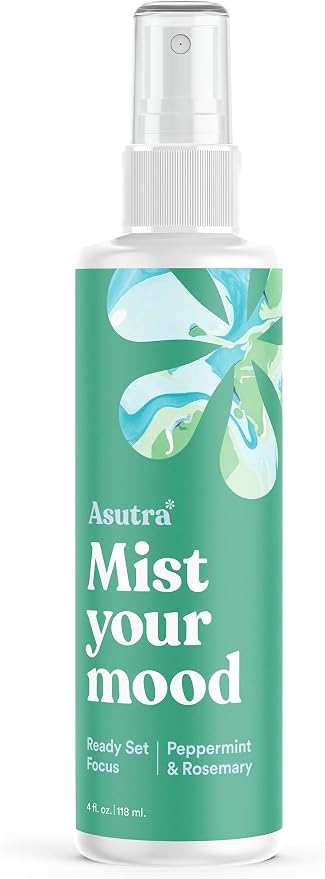 ASUTRA Multi-Use Essential Oil Aromatherapy Spray (Peppermint & Rosemary), 4 fl oz – Mist for Face, Body, Rooms & Linens – Car, Fabric, and Bathroom Freshener