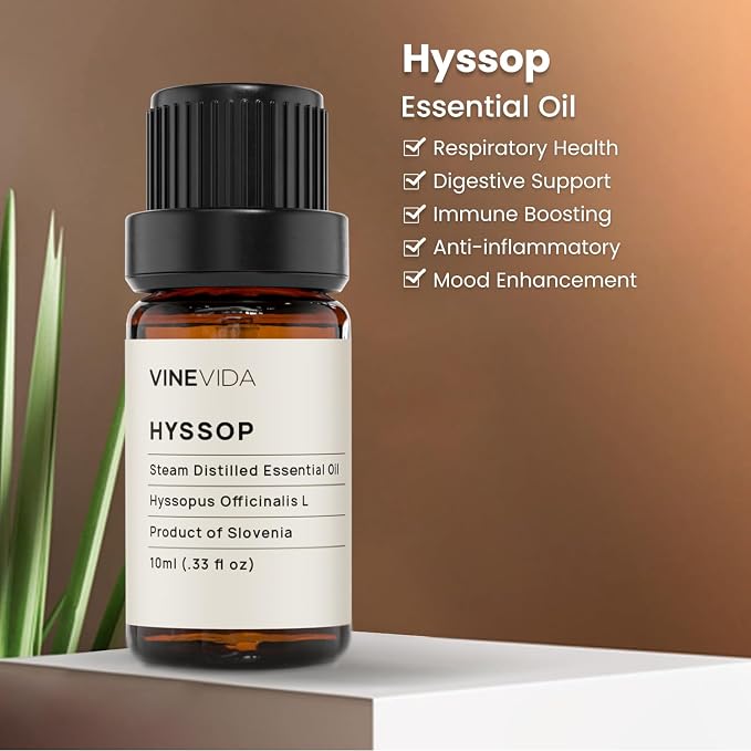 VINEVIDA Hyssop Essential Oil - Undiluted, 10 mL - DIY Candle Scents, Safe for Soap Making