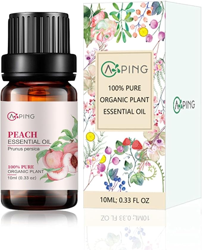 Peach Essential Oil - 100% Pure Organic Natural Plant (Prunus persica) Peach Oil for Diffuser, Aroma, Spa, Massage, Yoga, Perfume, 0.33oz