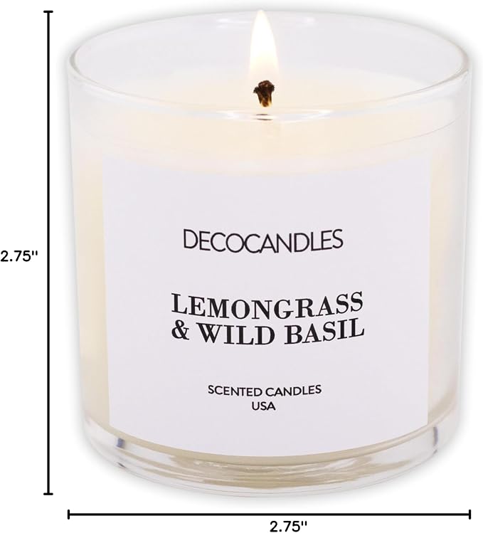 Urban Concepts by DECOCANDLES - Lemongrass & Wild Basil - Highly Scented Soy Candle - Long Lasting - Hand Poured in USA (6 Oz.)