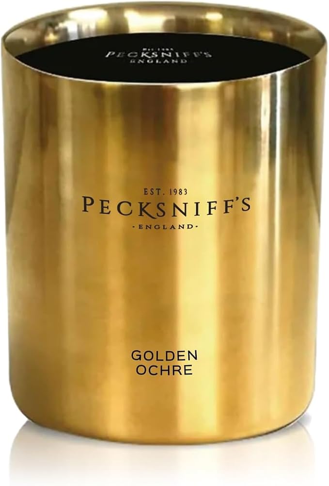 Pecksniffs Golden Ochre Scented Candle - Luxurious Honey & Amber Aroma, 180g/6.34 oz - Perfect for Relaxation & Elegant Atmospheres