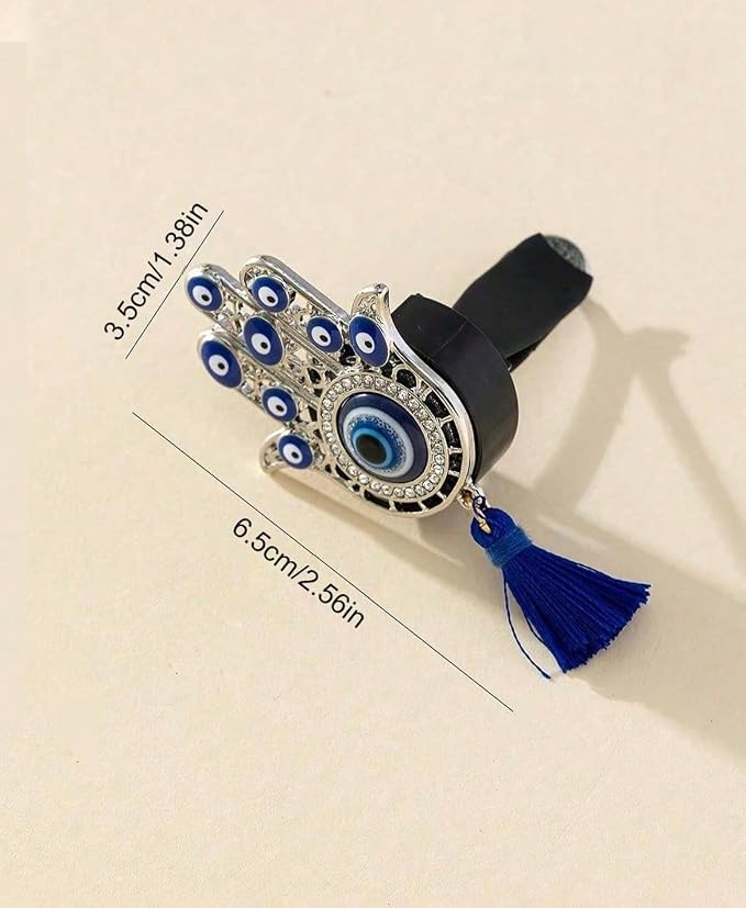 2pcs Hamsa Evil Eye Car Air Freshener – Handmade Boho Chic Vent Clip with Tassel & Essential Oil Diffuser. A charm for protection, travel & home. for yogis, drivers & mystic souls.