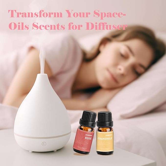 AmaKane Floral Fragrance Oils, Flower Essential Oils for Diffusers for Home, Candle Soap Making Scents 6x10ml, Rose, Jasmine, Chamomile, Neroli, Magnolia, Cherry Blossom Essential Oil