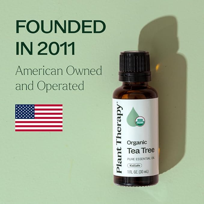 Plant Therapy Organic Tea Tree Oil (Melaleuca) 100% Pure, USDA Certified Organic, Undiluted, Natural Aromatherapy, Therapeutic Grade 30 mL (1 oz)