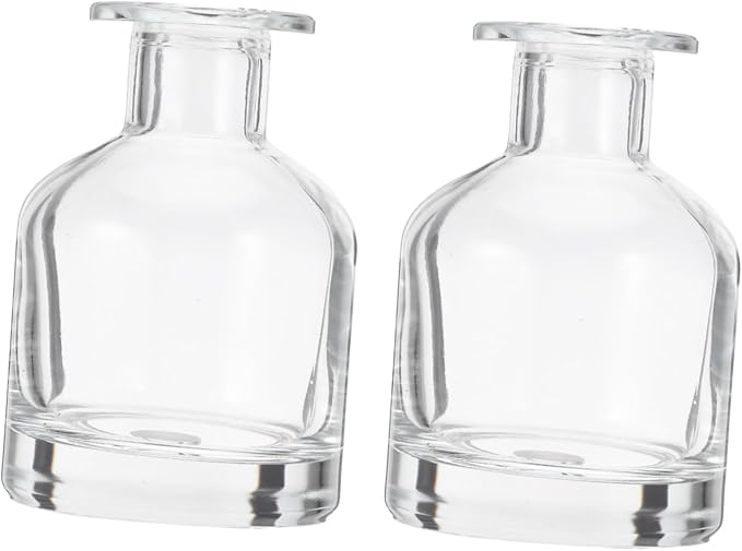 COLLBATH 2pcs Elegant Glass Reed Diffuser Bottles Decorative Oil Diffuser Containers Multipurpose Home Car Fragrance