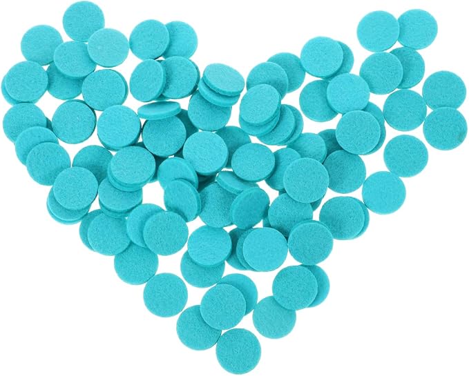 GLEAVI Mini Diffuser Refill Pads Sky Blue：100pcs Cotton Absorbing Pads Circle Replacement Pads for Diffuser Necklace Vent Clip