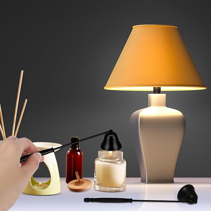 Candle Extinguisher with Long Handle, Metal Wick Snuffer Candle Snuffer Accessory with Long Handle for Scented Candle, Aromatherapy Candles for Putting Out Candles Flame (Black)