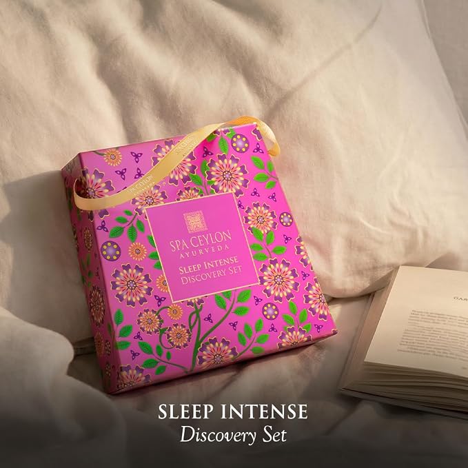 Spa Ceylon Ayurveda Sleep Intense Discovery Set – 4-Piece Natural Calming Gift Set with Neroli, Lavender & Ylang Ylang – Body Cleanser, Body Elixir, Dream Mist & Dream Balm