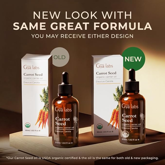 Gya Labs USDA Organic Carrot Seed Oil - 1 Fl Oz - Carrier Oil for Hair, Skin, Face, Scalp & Body Massage