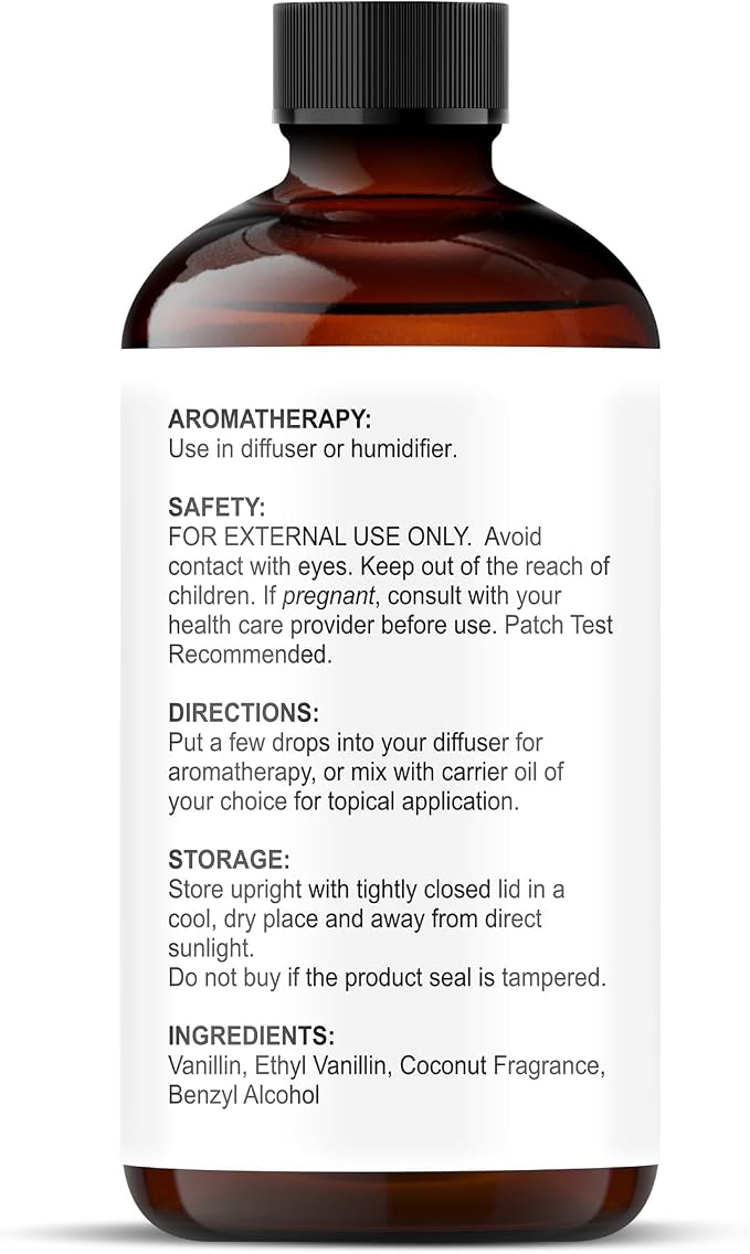 Majestic Pure Essential Oil with Glass Dropper - 100% Pure and Natural - Essential Oils for Diffuser, Aromatherapy, Soap and Candle Making, Coconut Vanilla Essential Oil, Coconut Vanilla Oil, 2 Fl Oz