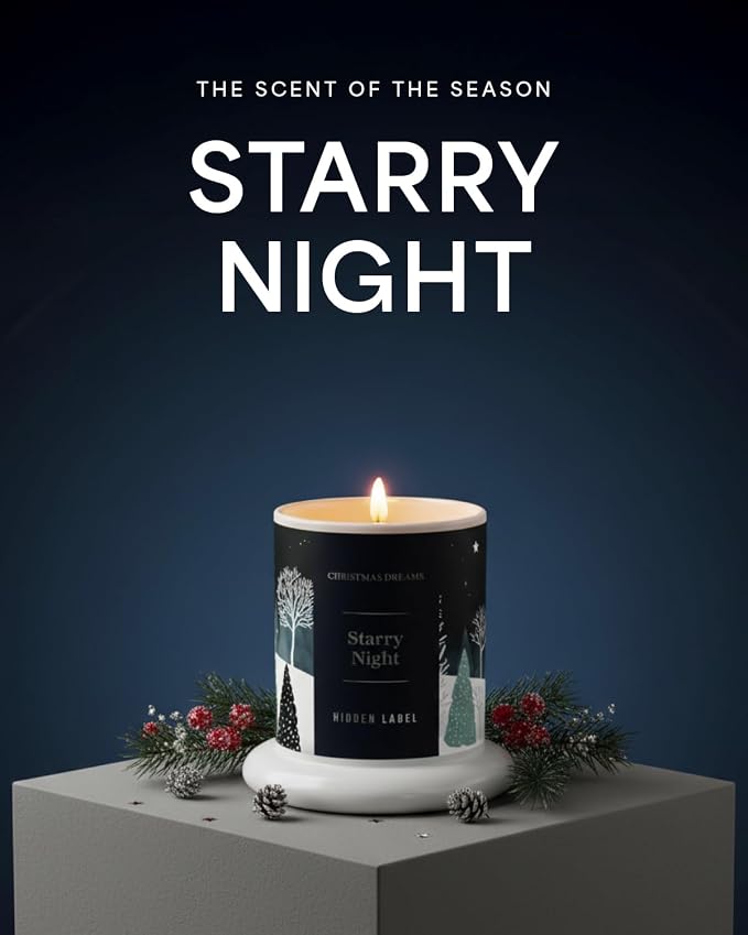 Starry Night Scented Candle, 10oz Natural Soy Wax Clear Bell Jar, 60H Long-Lasting Clean Burn Non Toxic Aromatherapy Candle for Home, Gifts for Women, Family, Holiday