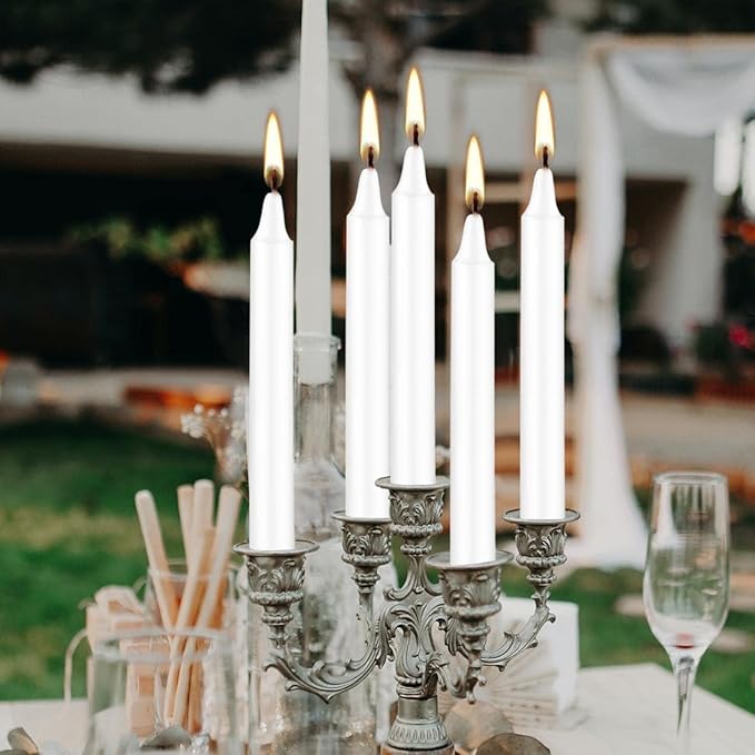 YOROXRG Set of 40 White Candles Mini Unscented Taper Candles for Christmas,Household, Wedding, Rituals, Prayer, Birthdays, Meditation, Altar,Party and Home Décor Candlesticks - 4 Inch Tall