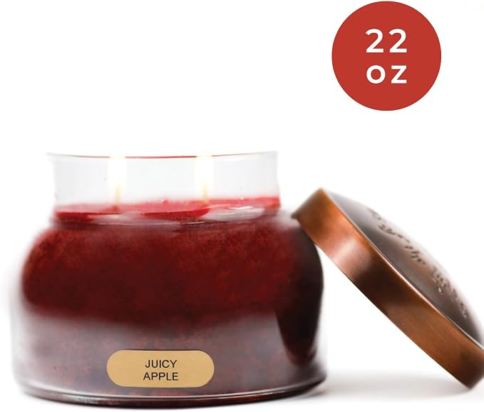 A Cheerful Giver - Juicy Apple Mama Scented Glass Jar Candle (22oz) with Lid & True to Life Fragrance Made in USA