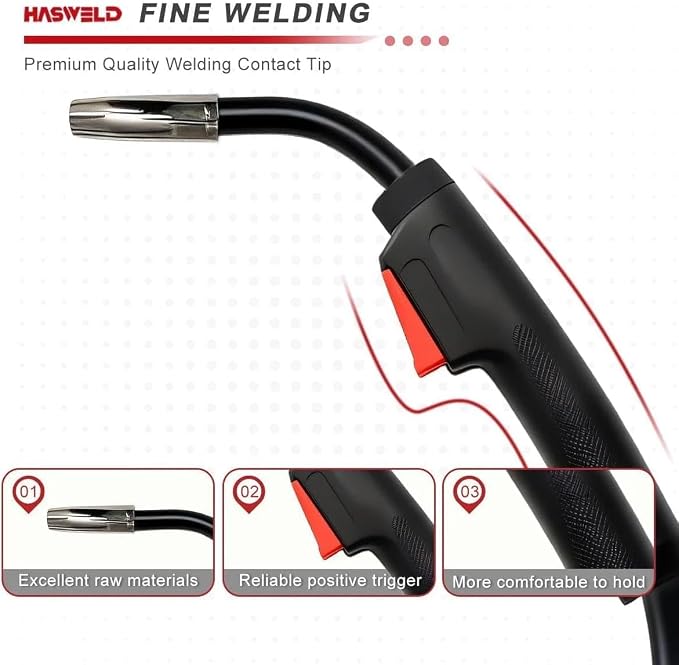 MIG WELDING GUN 15' 180AMP replacement for Vulcan MIGMax 140 & MIGMax 215 & OmniPRO 220 and 63616 63617 Mig Gun Parts (2 PINS) European style parts 15AK (10ft mig gun)