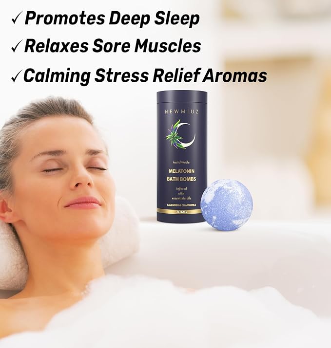 Sleep Well Bubble Bath Bombs Melatonin Infused Lavender Chamomile Essential Oils Luxurious Bath for Dry Skin Perfect Self Care Gifts for Women and Men