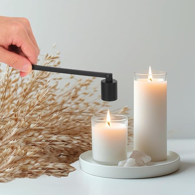 6 Pack Black Candle Snuffer Vintage, Premium Stainless Steel Wick Flame Extinguisher, 6.3 Inch Long Handle, Elegant Design for Scented Candles, Perfect Candle Accessory for Candle Lovers