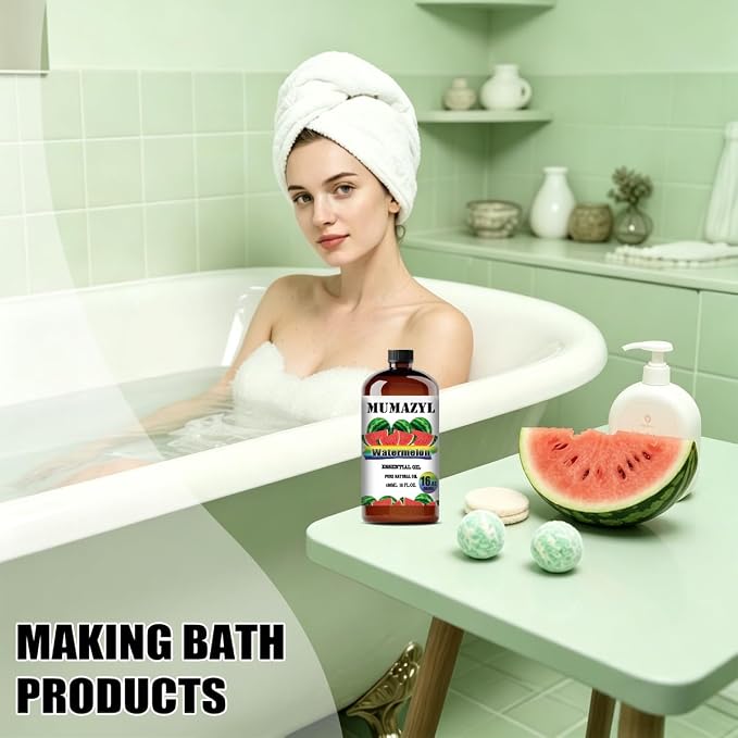 Watermelon Essential Oil, Watermelon Oil 16 Fl Oz 480ML for Diffuser Humidifier Yoga Cleaning DIY Candle Soap Making MUMAZYL Essential Oils