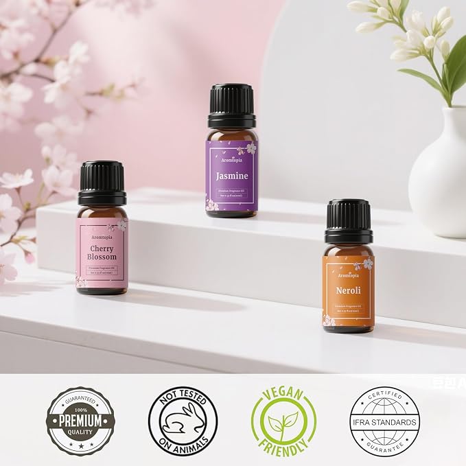 Floral Essential Oil Set, Fragrance Oils for Diffuser, Soap, Candle Making | IFRA Certified, 10ml* 6 Premium Diffuser Essential Oils