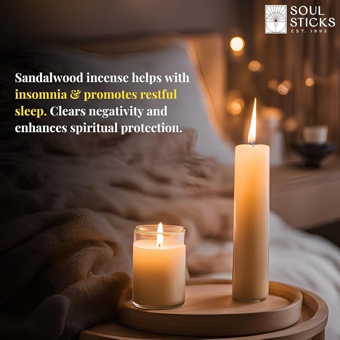 SOUL STICKS 4" Scented Ritual Candles Chime Taper Premium Candles 20 pcs for Rituals, Ceremonies, Meditation, Altar and Spells (Light Brown/Sandalwood)