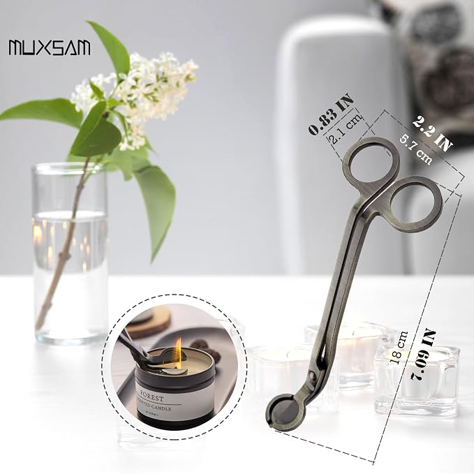 MUXSAM Candle Wick Trimmer, Wick Cutter, Steel Candle Scissor, Wick Clipper, Candle Shear Candle Care Tool for Scented Candle Lovers Gifts, Safely Remove Cut Wick Reduce Soot, Bronze