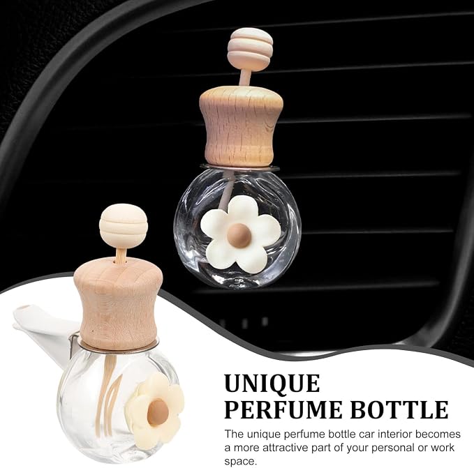 GLEAVI Car Perfume Bottle Empty Essential Oil Diffuser with Vent Clip 2.75X2.36X1.37In Reusable Car Air Freshener Bottle for Interior Decoration and Travel