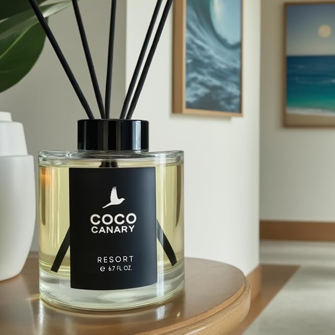 Coco Canary 6.7 oz Reed Diffusers for Home, Resort, Long-Lasting Floral Scent, Green Tea & Jasmine, Coastal Floral Breeze