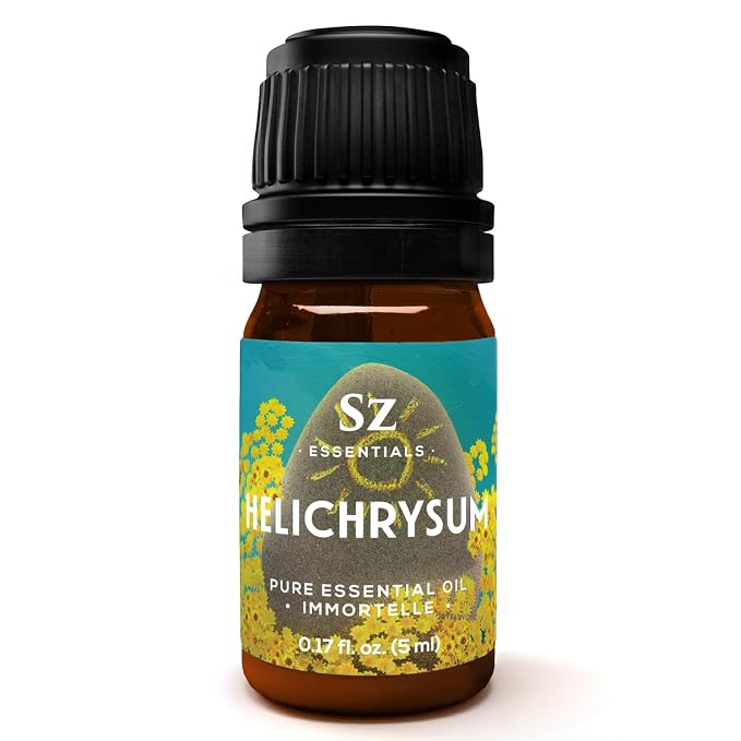 Helichrysum 100% Pure, Essential Natural Oil - Extracted from Helichrysum Italicum Immortelle - Pleasant & Sweet Scent with Floral Overtones - Therapeutic Grade & Vegan - 0.17oz (5ml)