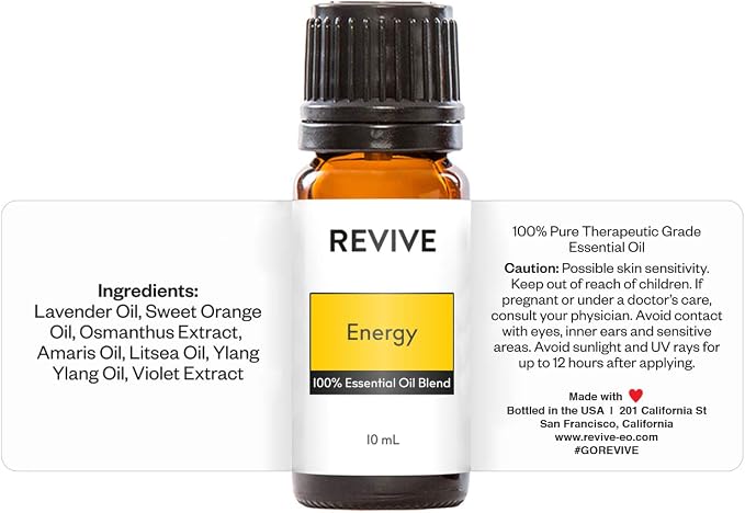 Energy Essential Oil Blend by Revive Essential Oils - 100% Pure Therapeutic Grade, for Diffuser, Humidifier, Massage, Aromatherapy, Skin & Hair Care
