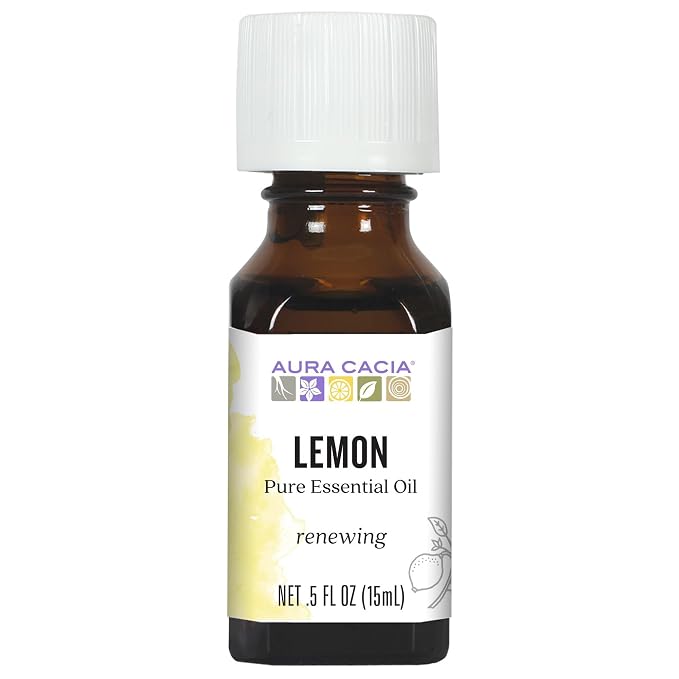 Aura Cacia Lemon Essential Oil, Citrus Limon Oil, Bright Aromatherapy for Diffusers, Room Sprays, Skincare, Custom Blends | 0.5 Fl Oz (Pack of 1)