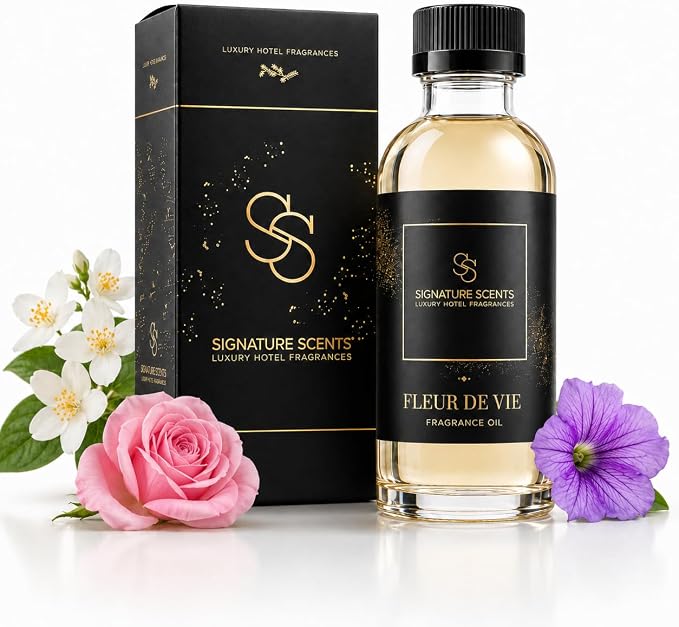 Signature Scents: Luxury Hotel Inspired Fragrance Oils for Diffusers - 4.05 Fl Oz with Bonus Samples (4.05 Fl Oz, Fleur De Vie)