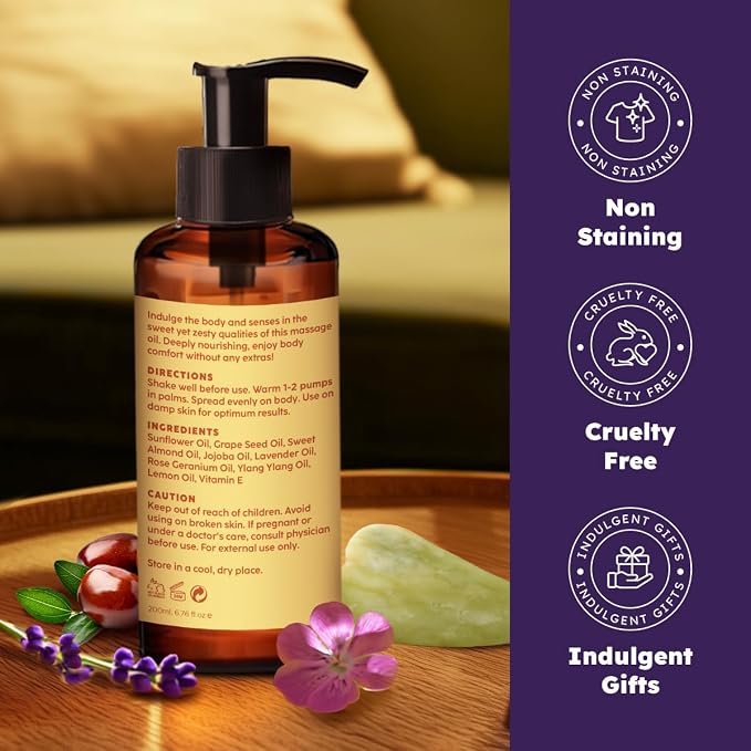 KUKKA Relax Massage Oil - 6.76 fl oz - Lavender Massage Oil for Spa-Like Massages and Deep Body Comfort - Thoughtfully Curated Formula Using Real Ingredients and Botanicals