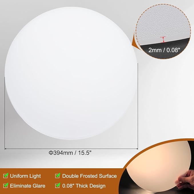 PATIKIL 15.5" Diameter Lampshade Diffuser, 2mm Thick Round Diffuser Sheet for Drum Lampshades, Pendants Light, DIY Light Shield, Frosted White
