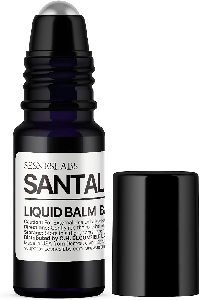 sesneslabs Santal Grass Roll-On, Perfume, Alcohol Free, Olfactive Marker, Niche Scent, Eucalyptus, Papyrus, Cardamom, Sandalwood Essential Oils Blend, Unisex Perfum for Women and Men 10ml/.33 fl Oz