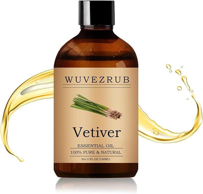 Vetiver Essential Oil– Huge 5 Fl Oz, 100% Pure and Natural Essential Oils for Diffuser, Aromatherapy, Soap and Candle Making, Premium Grade Vetiver Oil-150ML