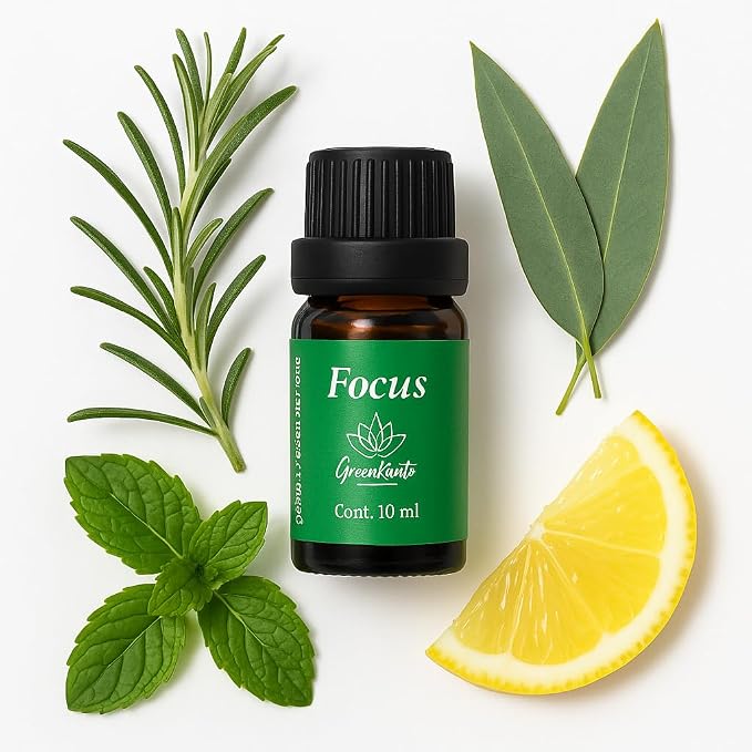 Focus Essential Oil Blend – 100% Pure & Natural. Rosemary, Peppermint & Lemon – Natural for Clarity & Energy - 10 ml