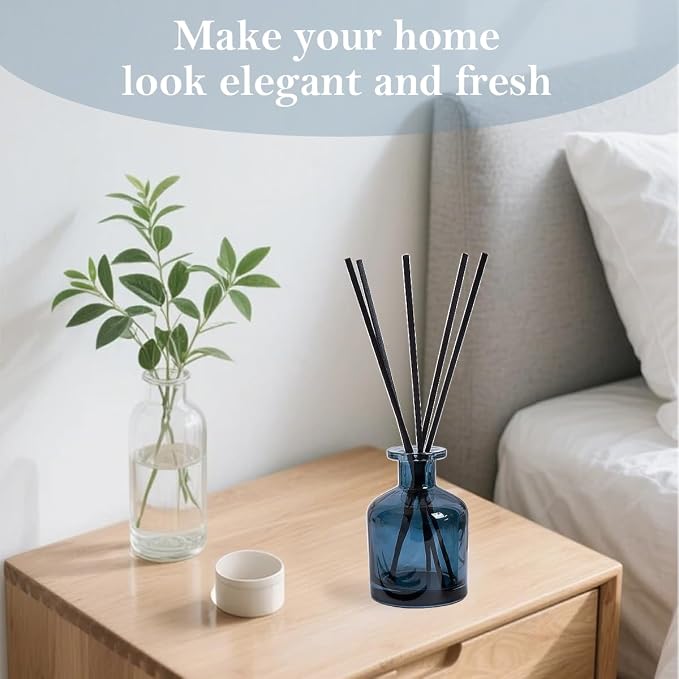 150ML/5OZ Empty Blue Clear Glass Diffuser Bottles Refillable Aromatherapy Container Jars Reed Diffuser Sticks Holder Bottle for DIY Crafts Fragrance Essential Oils
