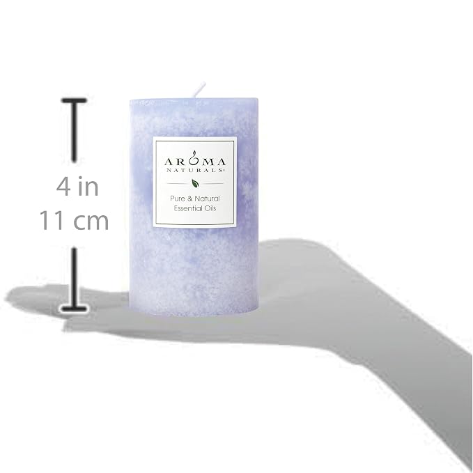 Aroma Naturals Essential Oil Tranquility Pillar Candle, 2.5" x 4", Lavender, 11 Ounce