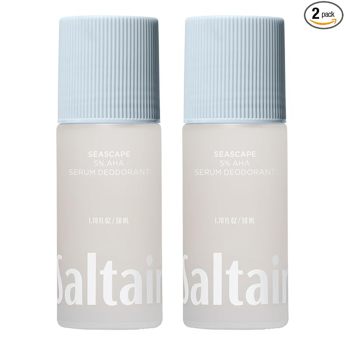 Saltair Serum Deodorant 2 Pack – 5% AHA – Aluminum-Free Odor Control for Women & Men – Mandelic Acid Deodorant with Lactic Acid – Seascape Scent – 2x 1.7oz Travel Roll On
