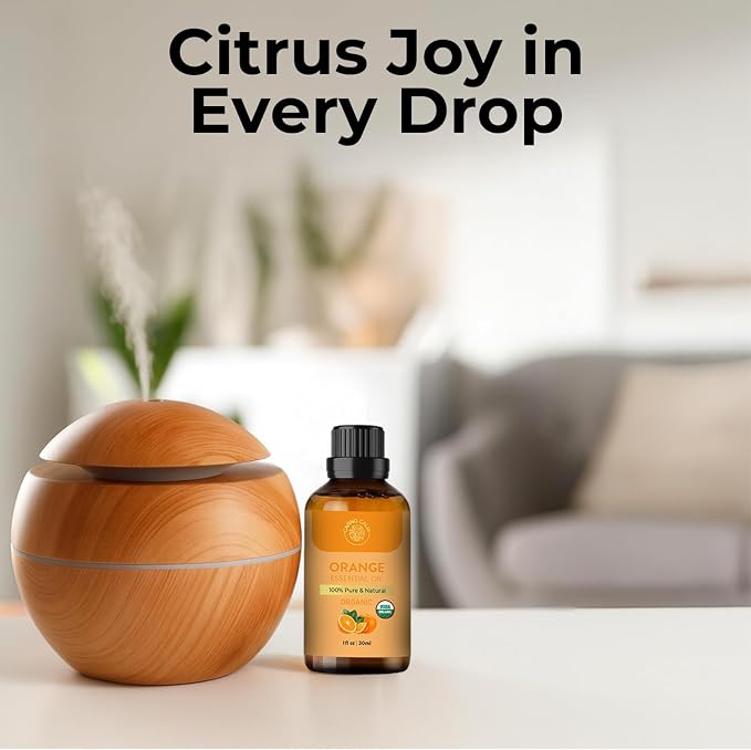 Sweet Orange Essential Oil 30ml | USDA Certified Organic Sweet Orange Oil | for Aromatherapy and Diffuser | Skin and Hair | Soap & Candle Making | 1 fl. Oz