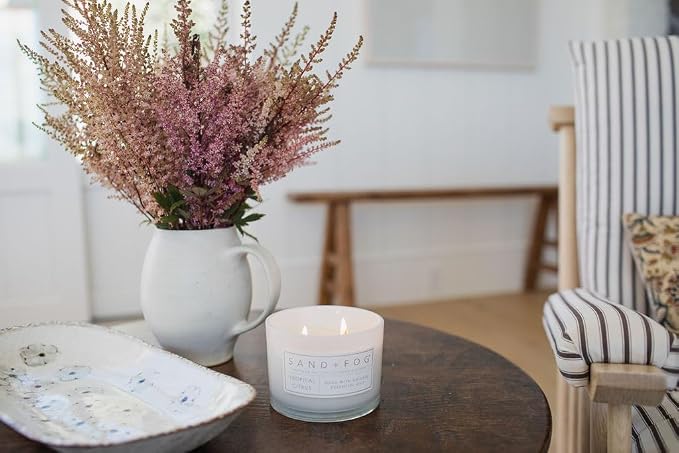 Sand + Fog Scented Candle - Tropical Citrus - Additional Scents and Sizes – 100% Cotton Lead-Free Wick - Luxury Air Freshening Jar Candles - Perfect Home Decor – 12 oz