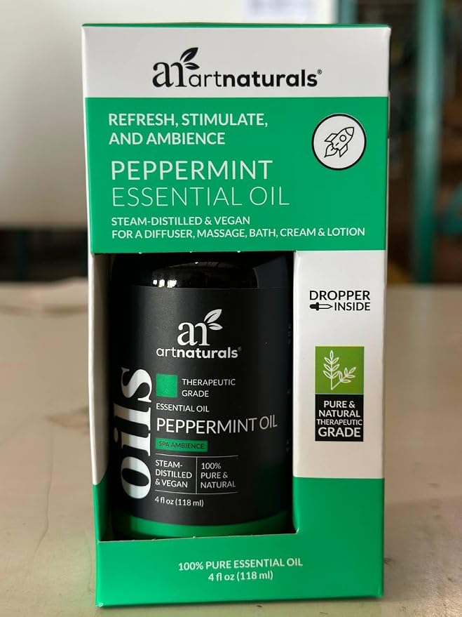 artnaturals Peppermint Essential Oil (4.0 Fl Oz / 118ml) - 100% Pure Undiluted Premium Therapeutic Grade Mentha Peperita - Fresh Mint for Hair Growth and Skin - Aromatherapy Oil for Diffuser