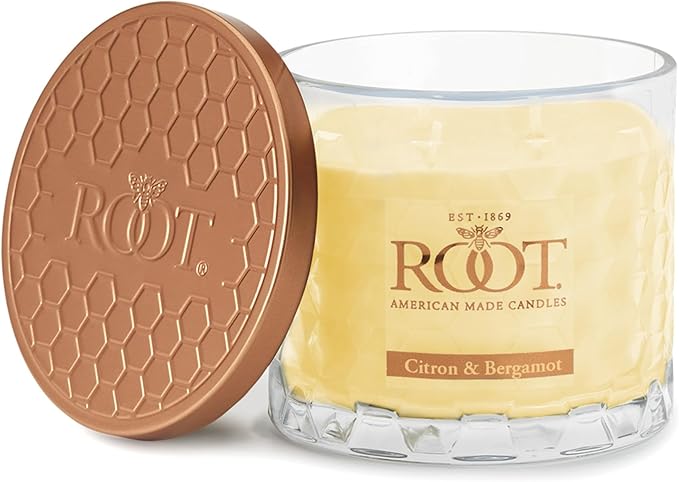 Root Candles Scented Candles Honeycomb Beeswax Blend Premium Handcrafted Candle, 12-Ounce 3-Wick, Citron & Bergamot