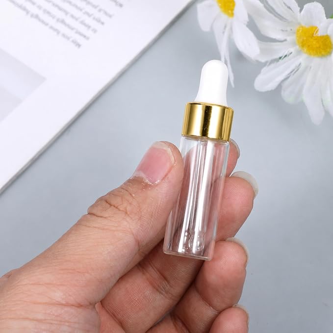 8 Pack Glod Eye Dropper Bottle Rose for Essential Oils | Glass Vials Bottles Empty Travel Oil Droppings Bottles with Cap for Essence Liquid Cosmetic (1ml, 2ml, 3ml, 4ml), Glod