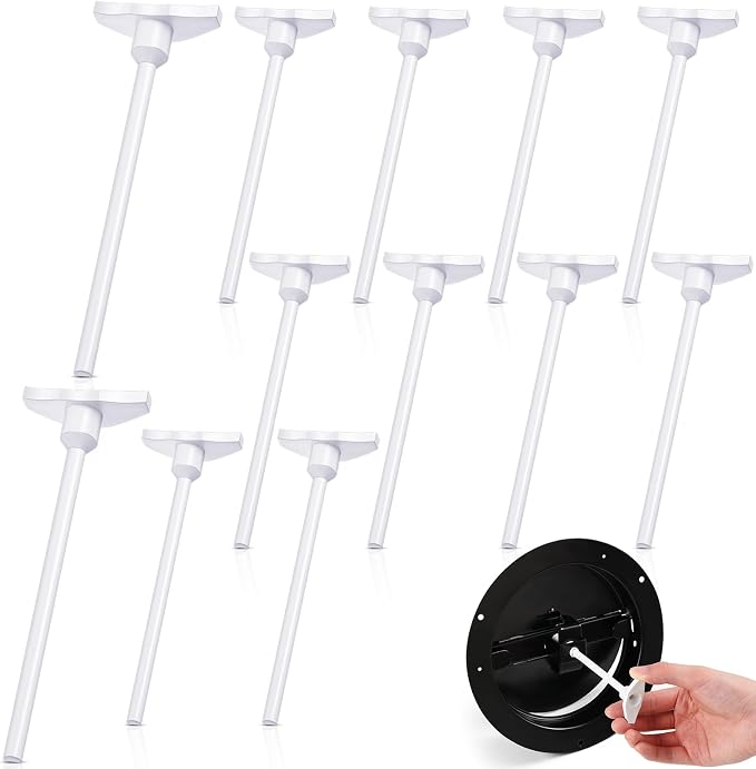 Wonderjune 12 Pcs Round Ceiling Diffuser Plastic Key Handle, Vent Key for Steel Butterfly Damper, Adjust Air Flow Replacement for Round Vent Cover 6" 8" 10" and 12", Key Only, Damper Not Included