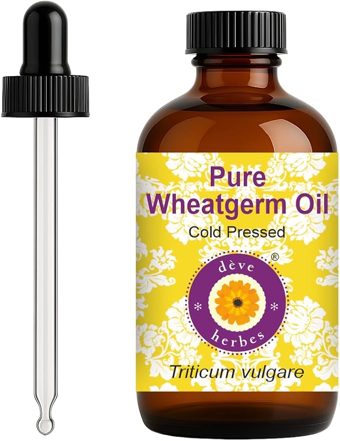 dève herbes Wheatgerm Oil (Triticum vulgare) with Glass Dropper | Cold Pressed | Pure | Natural | For Diluting Essential oils | For Skin & Massage | Non-Sticky| Lightweight| Unisex | 120ml (4 oz)