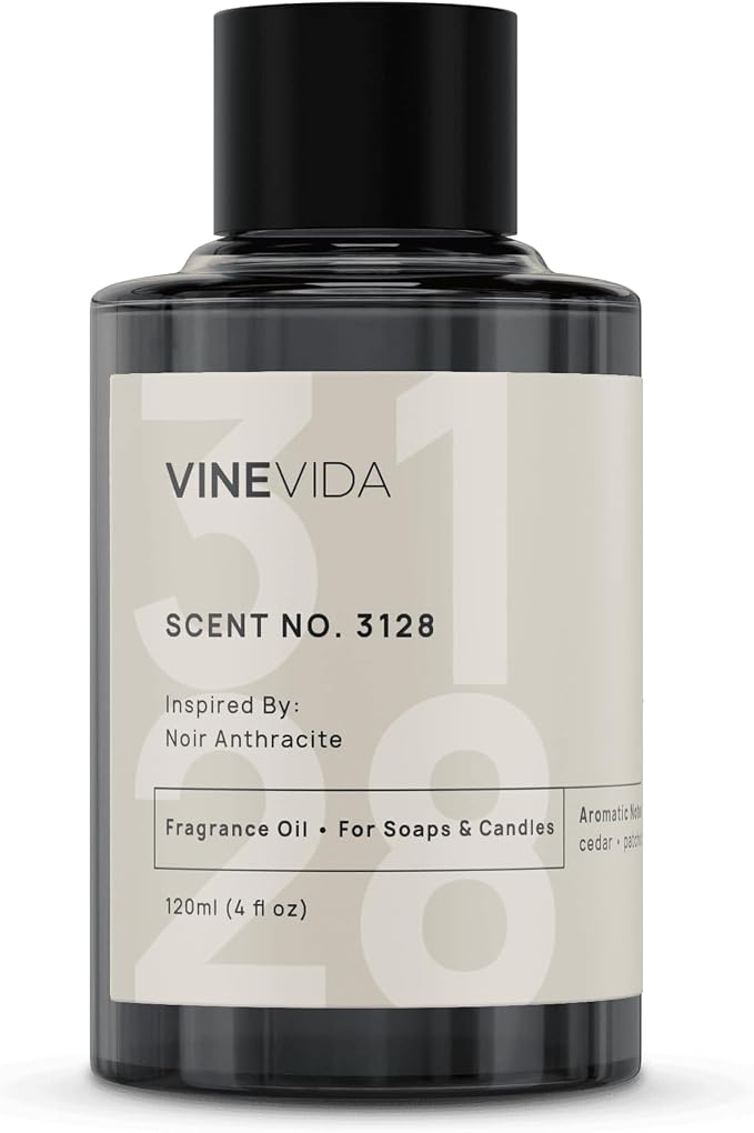 VINEVIDA Scent NO. 3128 Fragrance Oil - 120mL (4oz) - Inspired by: Noir Anthracite Fragrance Oil for Candle Making - Made in USA Candle Scents Scents for Soap Making