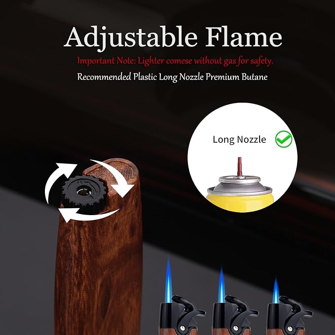 HONEST Metal Lighters Pocket Lighter Adjustable and Refillable Gas Lighter Shipped Without Gas (Silver)